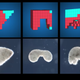 Top: Computer-generated xenobot designs. Bottom: The lab-grown xenobots, made from cells.